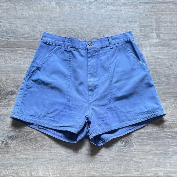 Vtg 70's 80's PATAGONIA Blue Stand Up Shorts US 12 High Rise Canvas - Picture 1 of 9